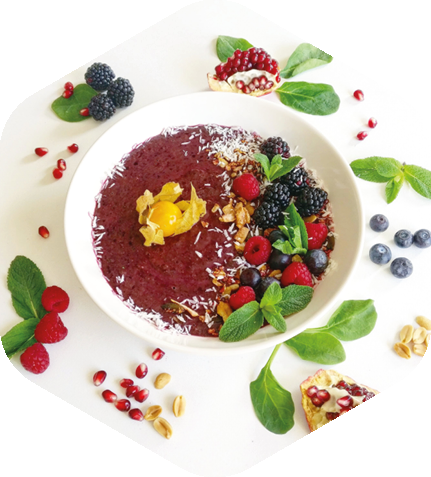 Bessen-Acai smoothie bowl